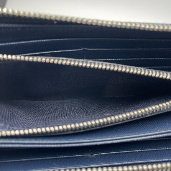 Prada 2ML317 Saffiano Leather Zip Around Wallet - Dark Blue - Preowned - Picture 10 of 13